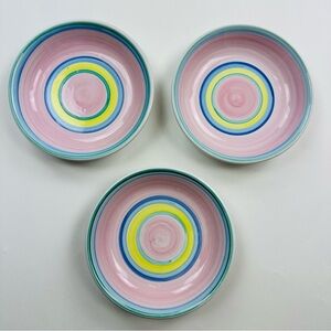 Caleca Italy Pottery Pink Pasta Salad Plates 8.5 inches Set of 3